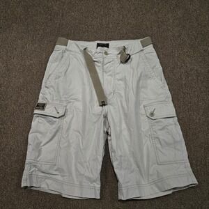 Y2K Abercrombie & Fitch Cargo Shorts Mens 30 Tan Belted Baggy Grunge